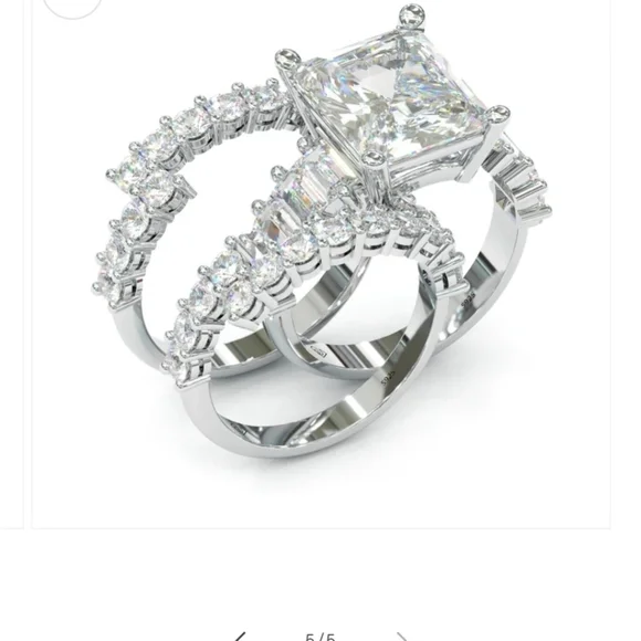 New Jorrio 925 Silver and CZ Wedding Set Size 7.5 - Picture 3 of 6